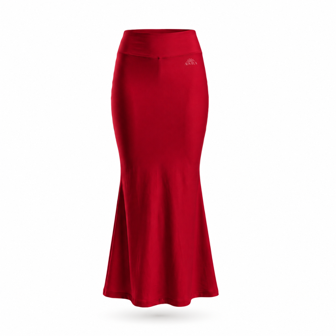 ADVIRA Scarlet Ruby red saree shapewear petticoat for women – mermaid fit, high-rise waist