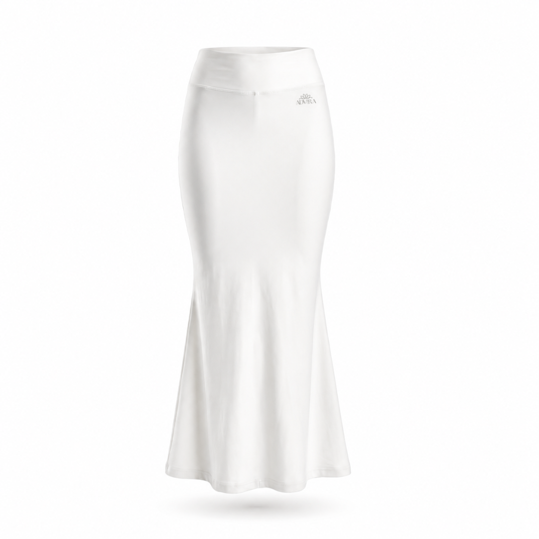 ADVIRA Swanlight White saree shapewear petticoat for women – mermaid fit, high-rise waist