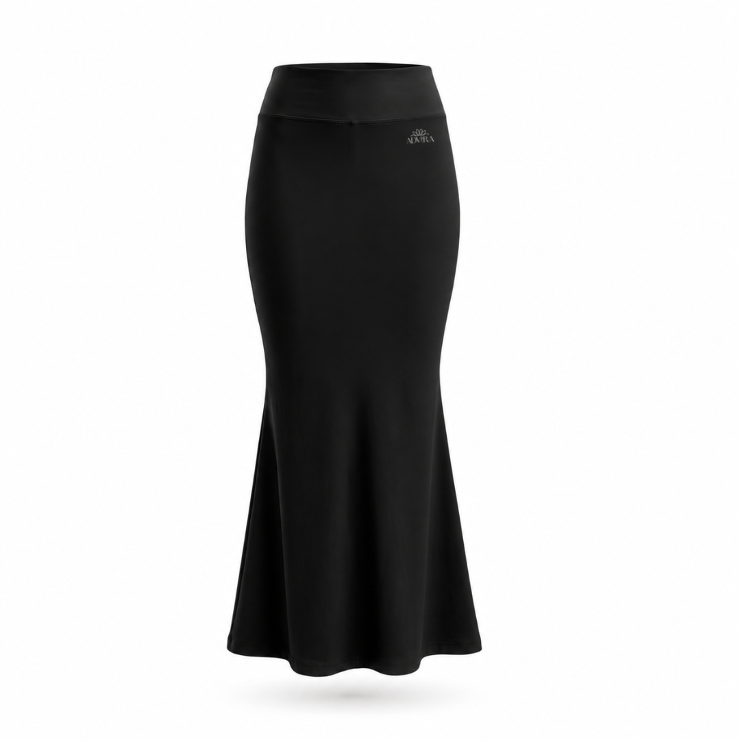 ADVIRA Midnight Noir black saree shapewear petticoat for women – mermaid fit, high-rise waist